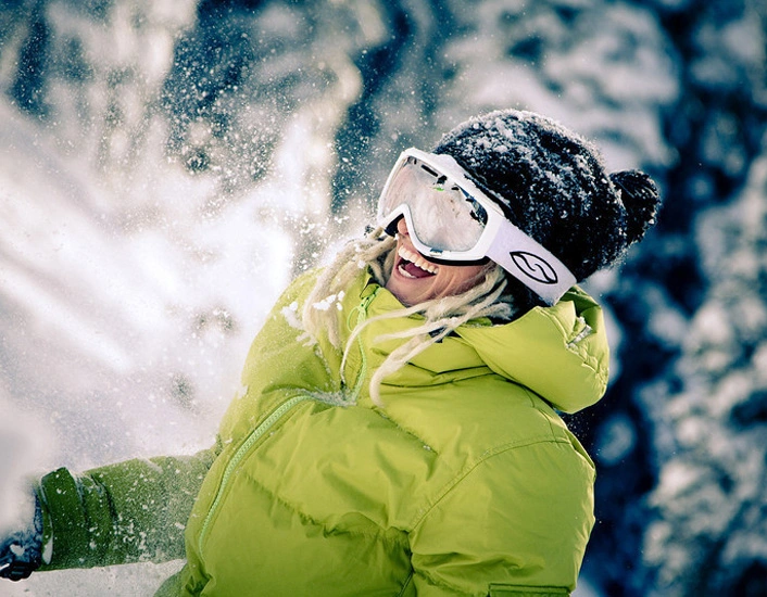 Happy women skiing in Deer Valley